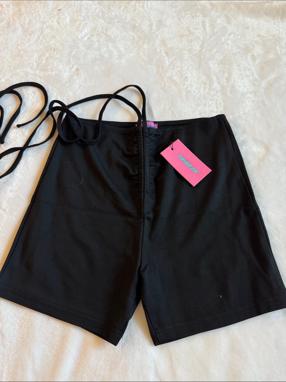 Edikted Black High-Waist Bike Shorts with Adjustable Straps